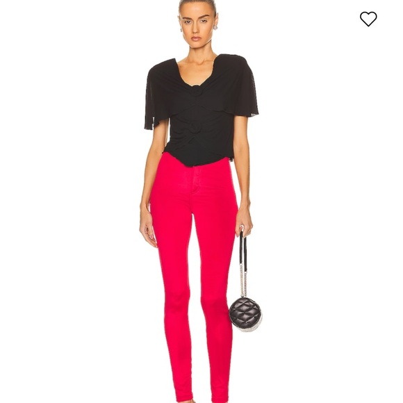 Saint Laurent Tops - Saint Laurent Black Ruffled Rose Padded Shoulder Top